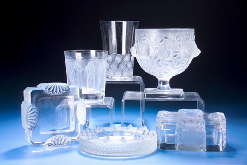 Appraisal: LALIQUE Six items including a Corfou cigarette box and ashtray