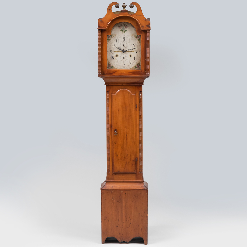 Appraisal: Federal Cherry Long Case Clock New England The painted and