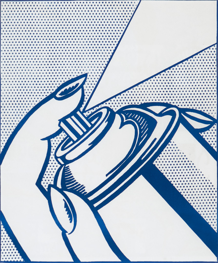 Appraisal: ROY LICHTENSTEIN Spray Can Lithograph printed in blue published x