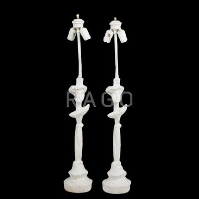 Appraisal: STYLE OF ALBERTO GIACOMETTI Pair of figural table lamps Italy