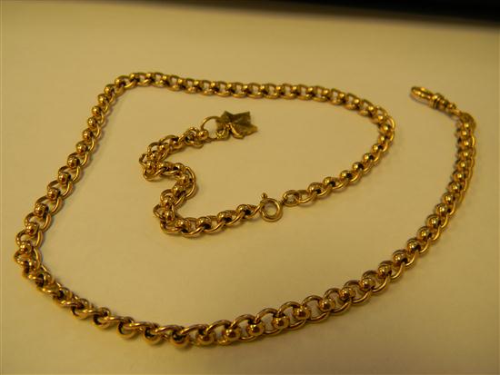 Appraisal: JEWELRY Watch chain K yellow gold fancy curb bead design