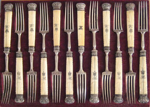 Appraisal: Set of twelve English silver forks th c marked TS