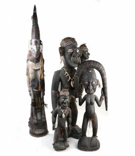 Appraisal: Three Tribal Ancestral Figures Three female tribal ancestral figures from