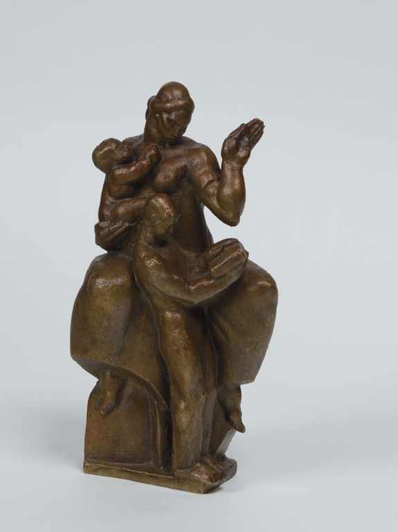 Appraisal: DONALD DELUE American - Woman with Children bronze signed ''