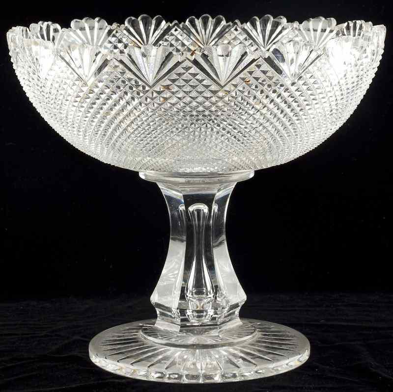 Appraisal: Irish Cut Crystal Pedestal Bowl th centurythe bowl with allover