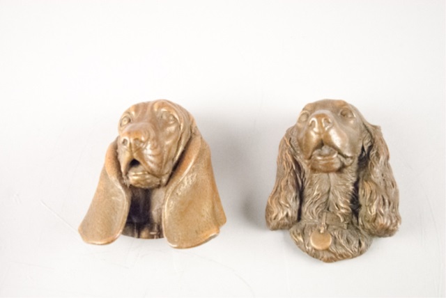 Appraisal: Bronze Spaniel Head and Bassett Hound Spaniel Head Solid Bronze