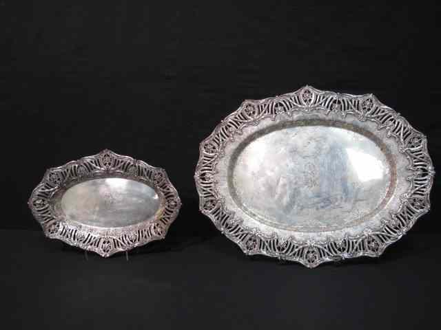 Appraisal: Lot of two Sterling silver reticulated trays One large and