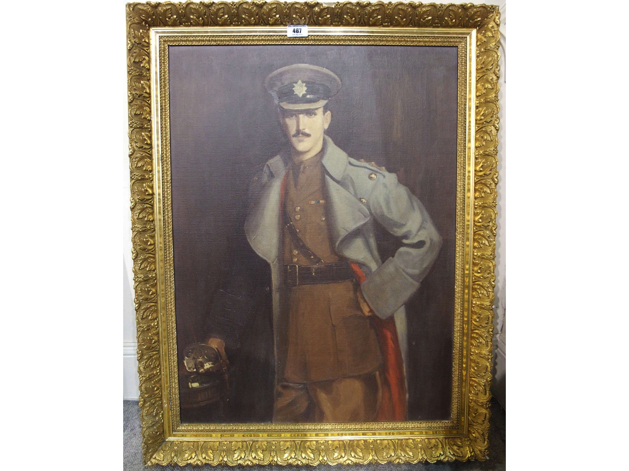 Appraisal: BRITISH SCHOOL th Century Army Officer print on canvas