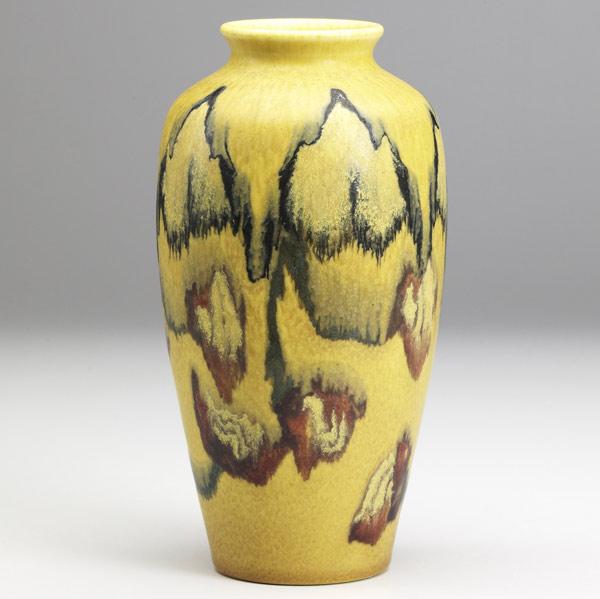 Appraisal: CHARLES S TODDROOKWOODDecorated Mat yellow vase Uncrazed light peppering on