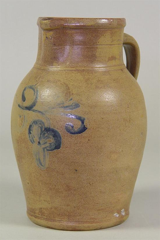 Appraisal: American Stoneware Pitcher Mid to late th Century Creamy glaze