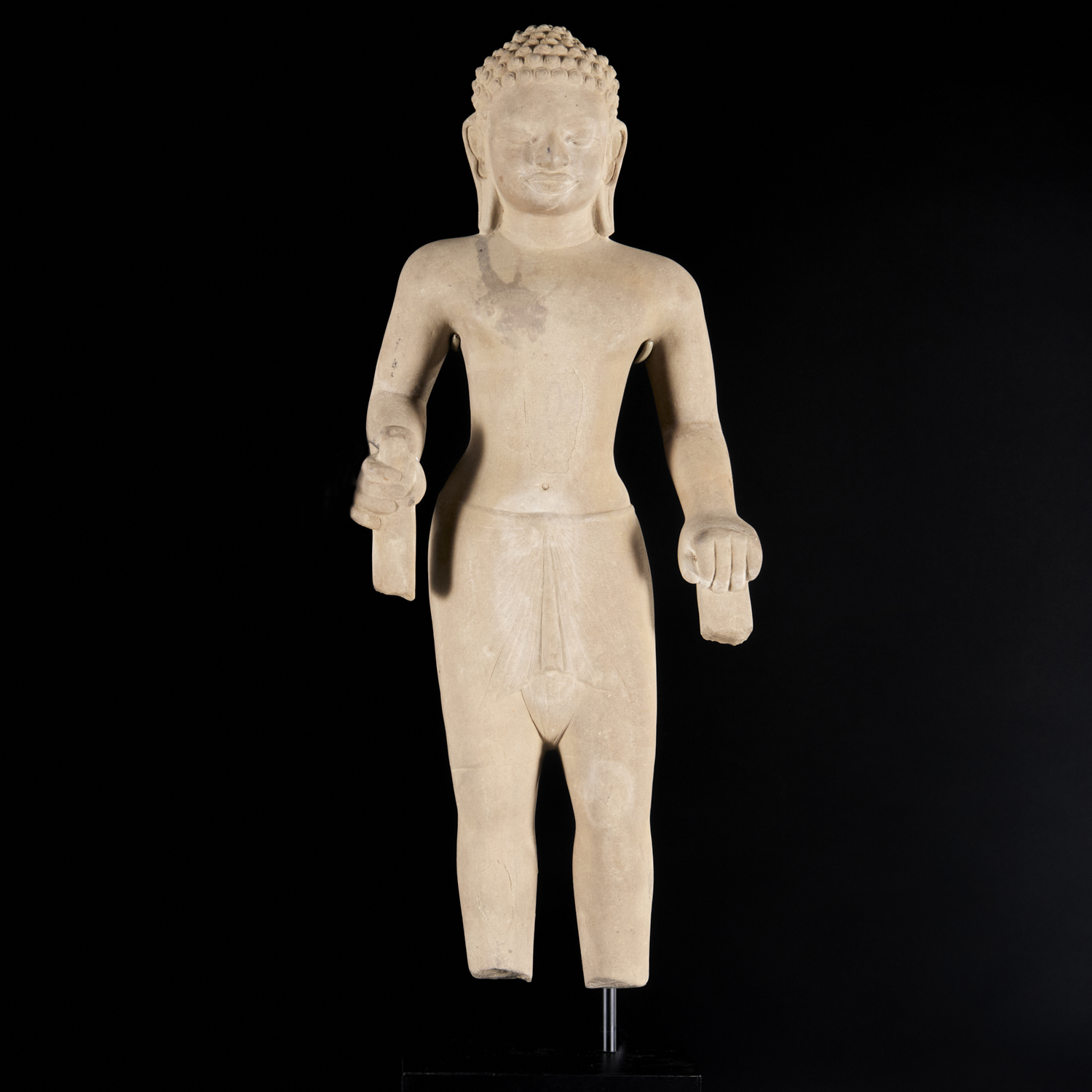 Appraisal: LARGE KHMER STYLE CARVED STONE DEITY Possibly c - CE