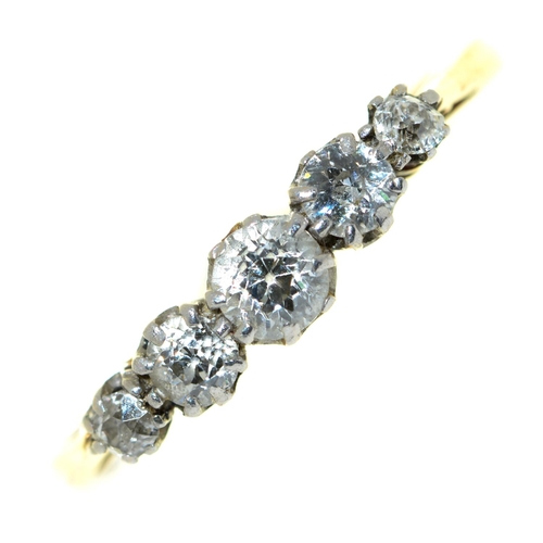 Appraisal: A five stone diamond ring with old cut diamonds in