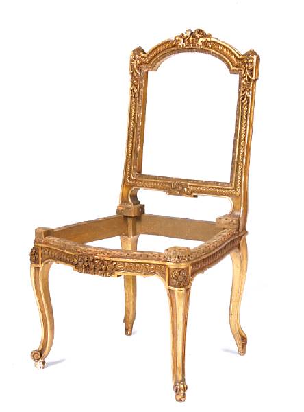 Appraisal: A pair of Louis XV XVI transitional style giltwood side