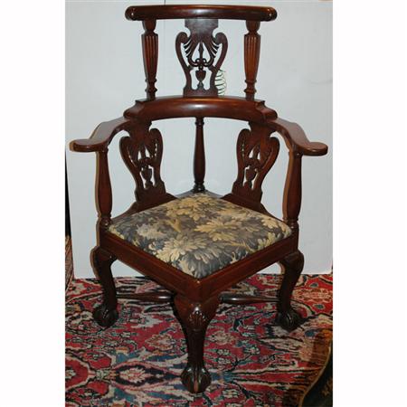 Appraisal: Georgian Style Mahogany Corner Chair Estimate -