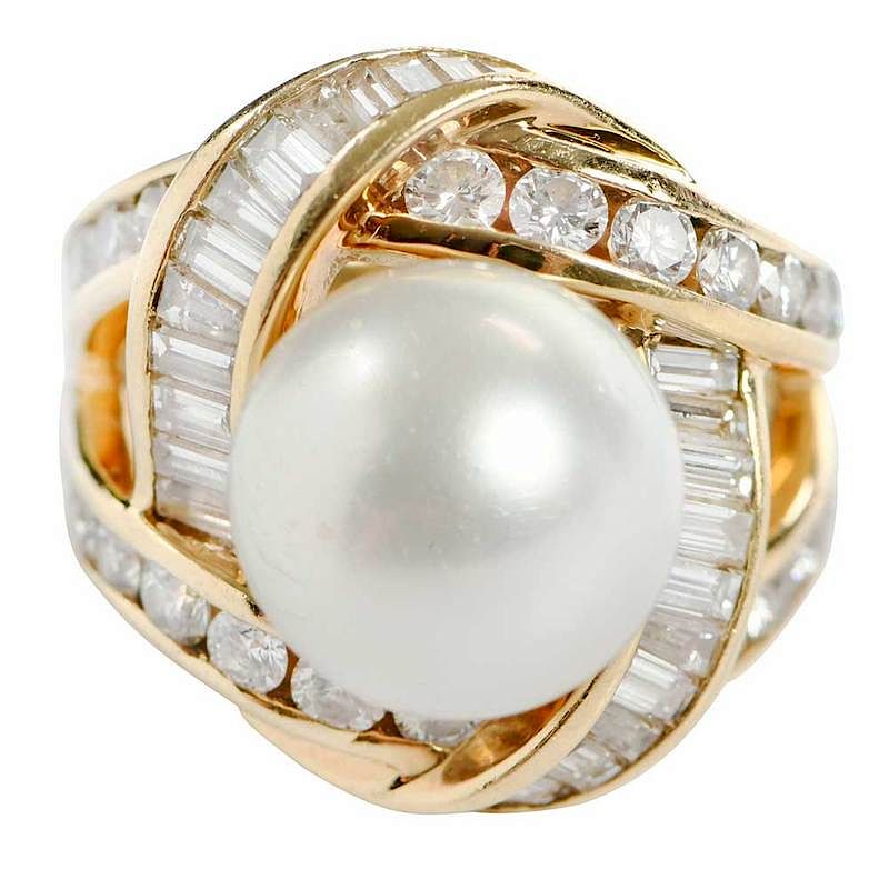 Appraisal: Charles Krypell kt Diamond and Pearl Ring knot design one