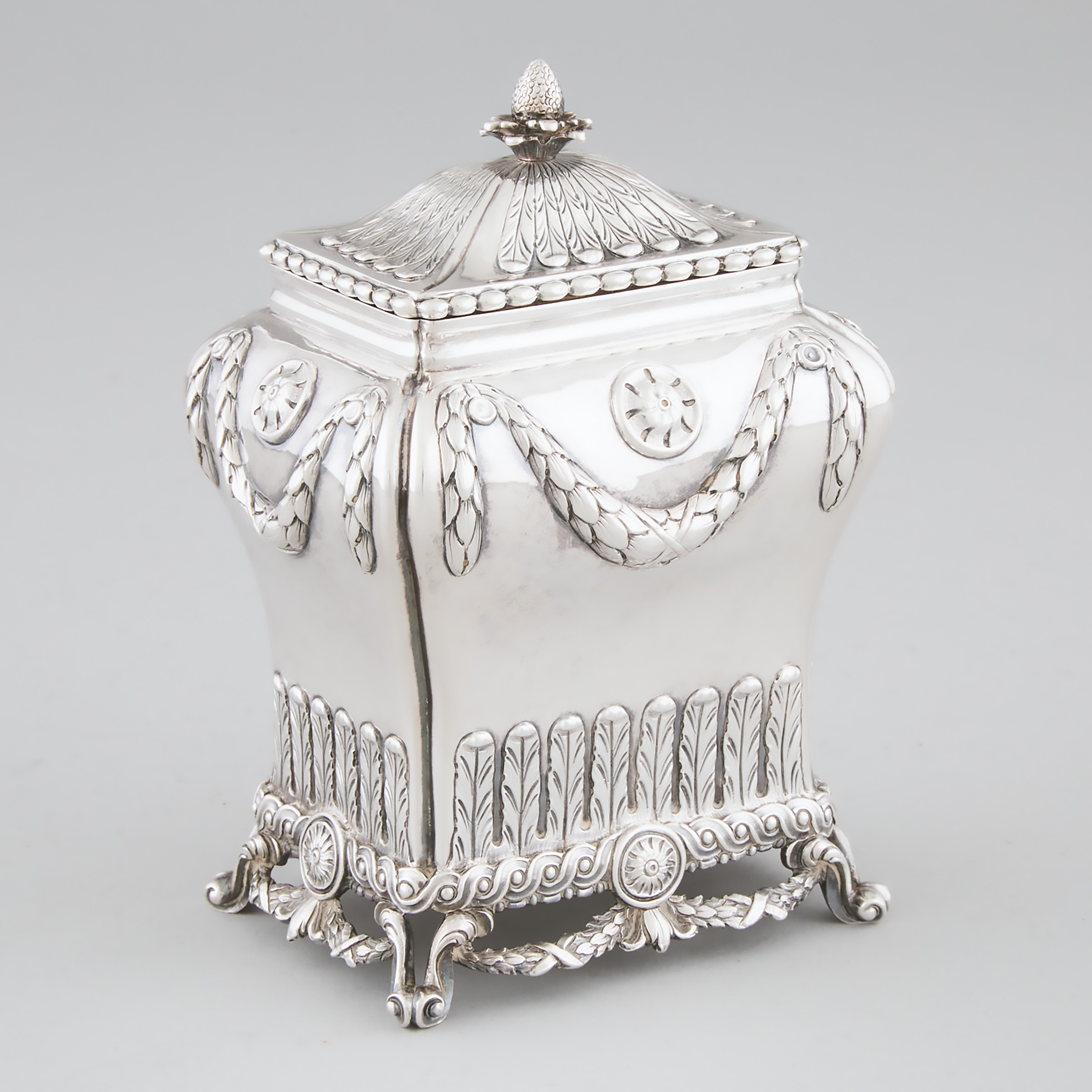 Appraisal: George III Silver Tea Caddy Pierre Gillois London height in