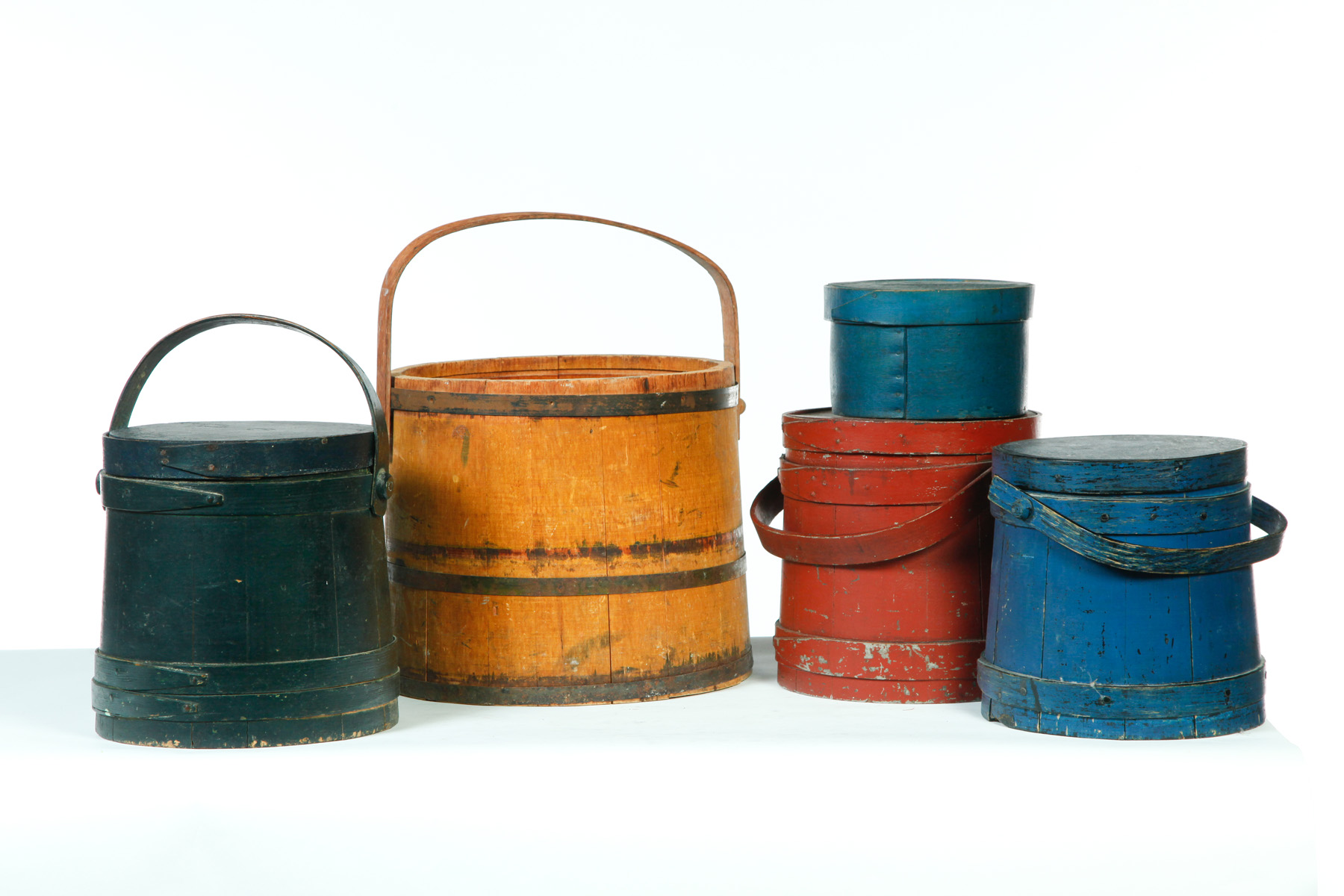 Appraisal: FIVE PIECES FOUR FIRKINS AND A PANTRY BOX American rd