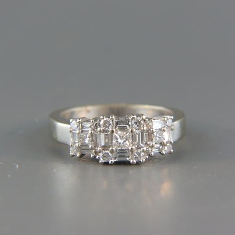 Appraisal: Diamond Ring diamonds round square baguette cut totaling carat k