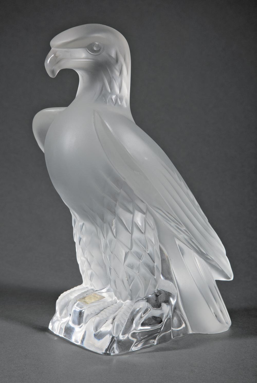 Appraisal: Large Lalique Clear and Frosted Glass Liberty Eagle etched Lalique