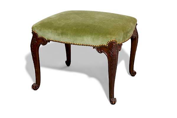 Appraisal: A George II upholstered mahogany stool A George II upholstered