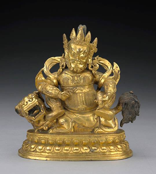 Appraisal: A good Sino-Tibetan gilt bronze depicting Vaishravana th th Century