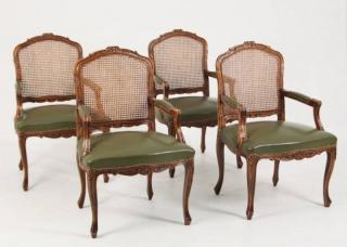 Appraisal: GROUP OF LOUIS XV STYLE PROVINCIAL FAUTEUILS GROUP OF LOUIS