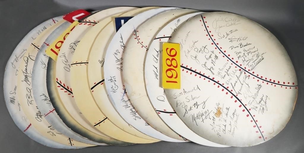 Appraisal: Eleven foam core cutouts in the shape of baseballs signed