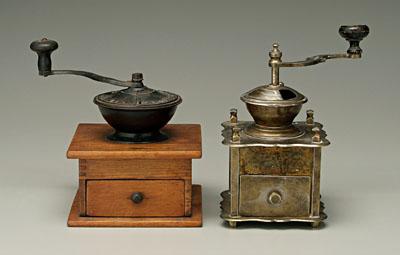 Appraisal: Two coffee mills one finger jointed hardwood with cast iron