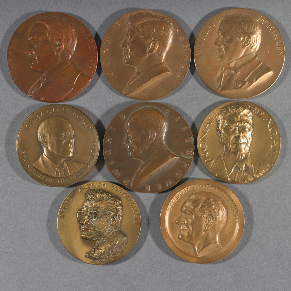 Appraisal: American Presidents and Vice Presidents Group of Eight Bronze Commemorative