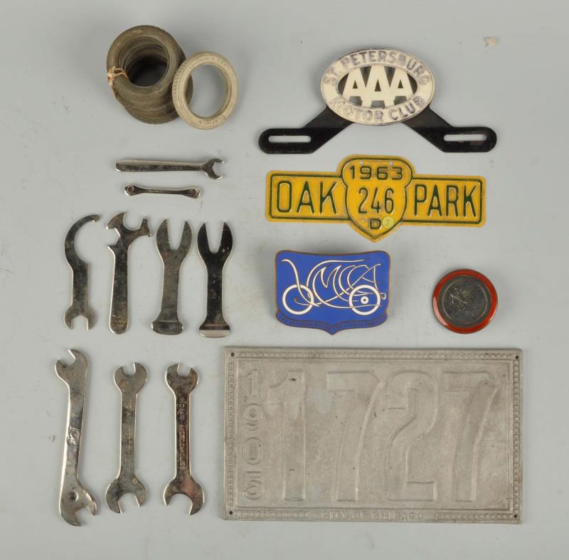 Appraisal: Large Grouping Of Automobilia Pieces This lot includes an Oak