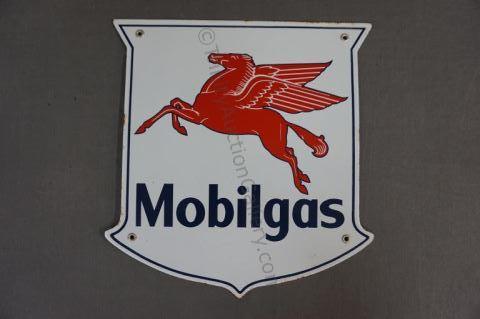 Appraisal: 's Mobil Pegasus Mobilgas Enamel Gas Pump Sign Original late