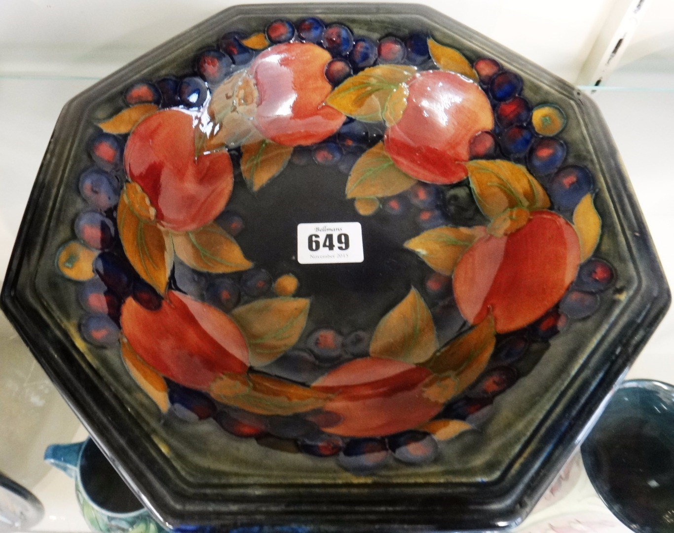 Appraisal: A Moorcroft 'Pomegranate' octagonal bowl circa cm wide