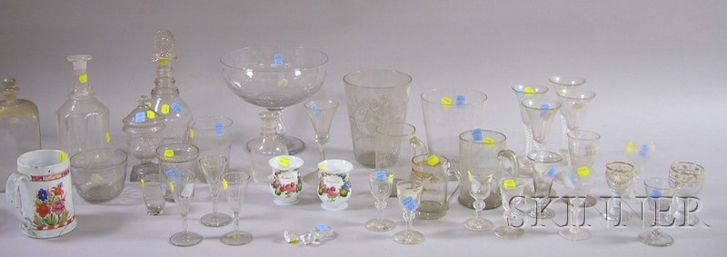 Appraisal: Approximately Thirty-five Pieces of th Century Colorless Blown Glassware most