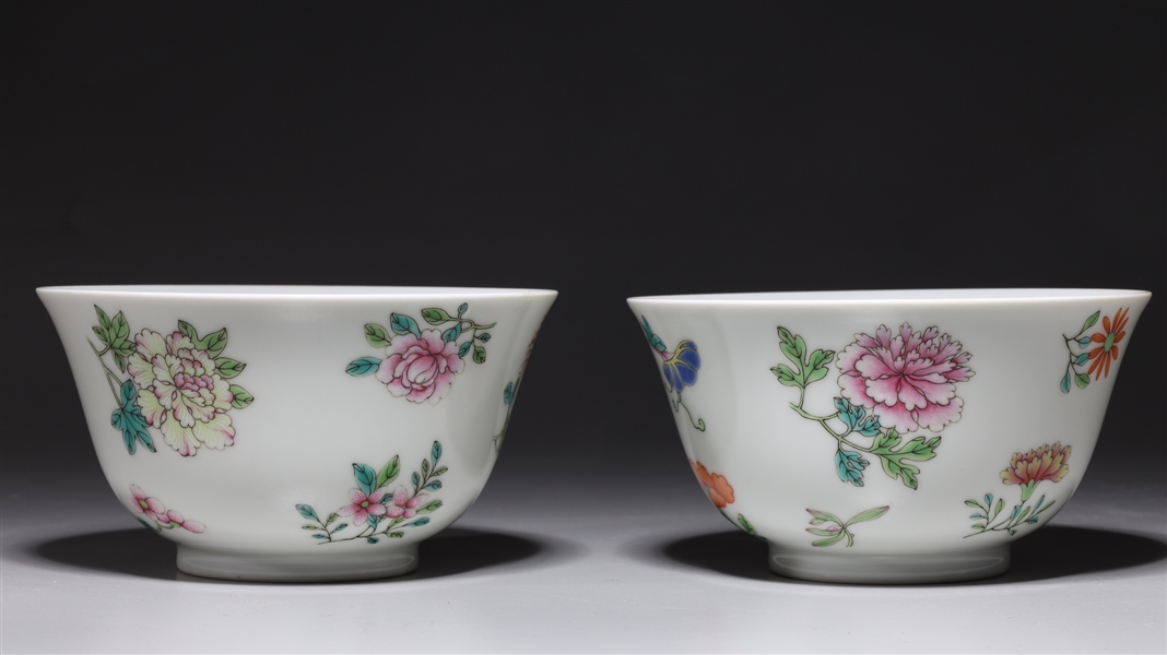 Appraisal: Pair of Chinese enameled porcelain bowls the exteriors with floral