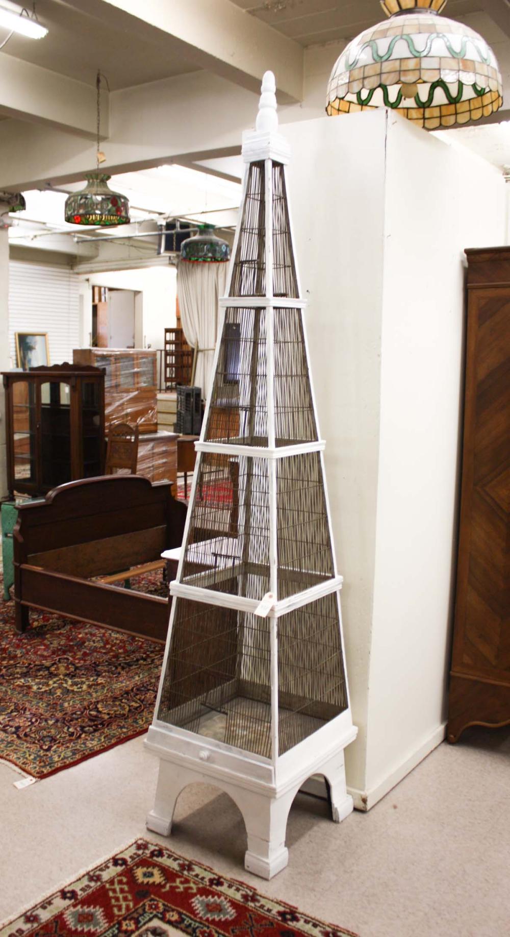 Appraisal: EIFFEL TOWER BIRD CAGE floor model of wood and metal