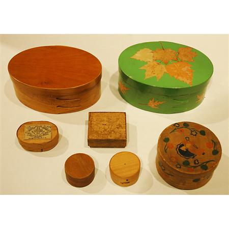 Appraisal: Group of Seven Wood Trinket Boxes Estimate -