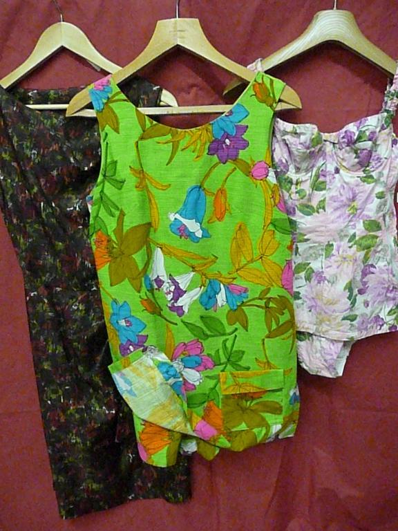 Appraisal: A 's swimming costume in pink floral vintage day dress