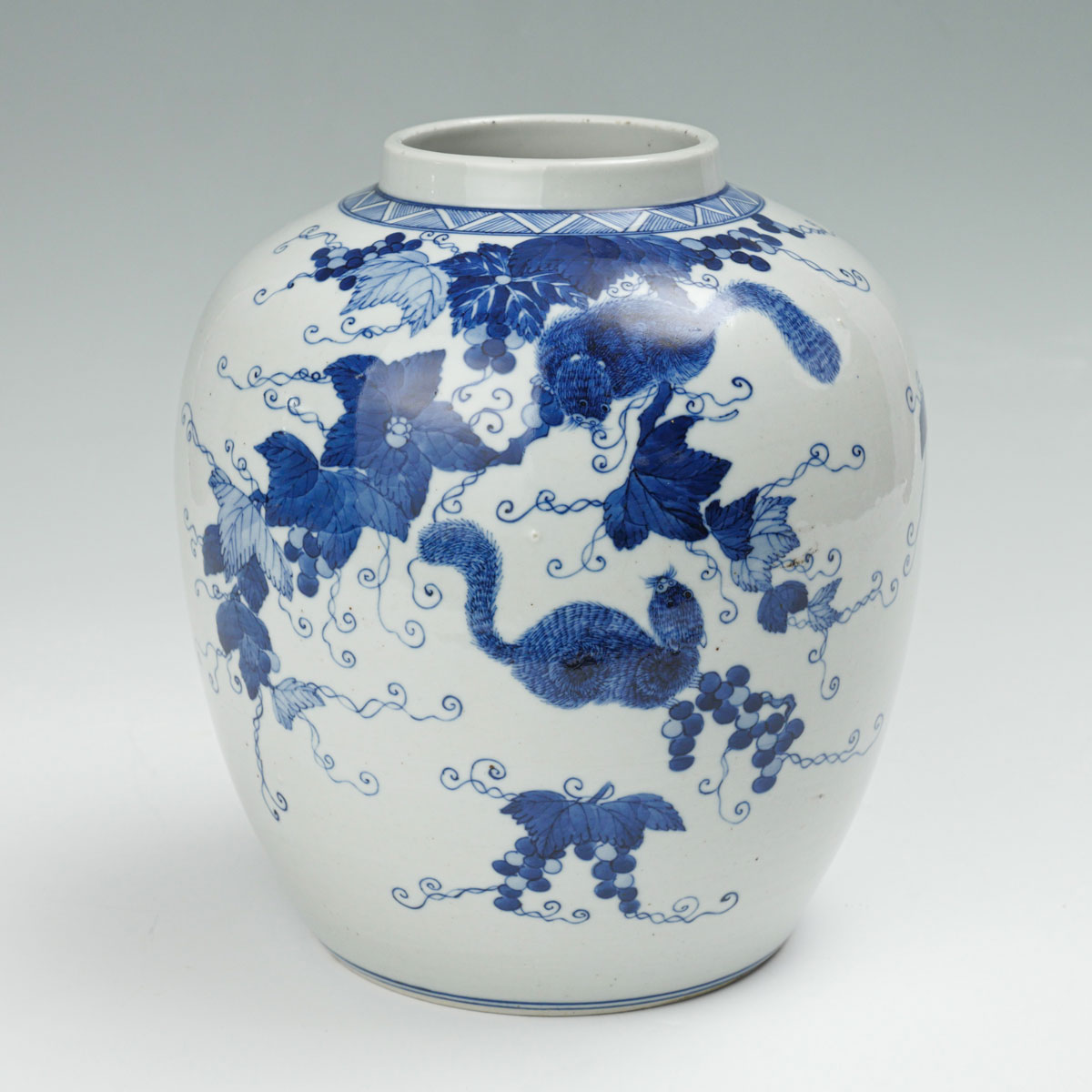 Appraisal: LARGE UNUSUAL BLUE AND WHITE CHINESE EXPORT JAR Large Chinese