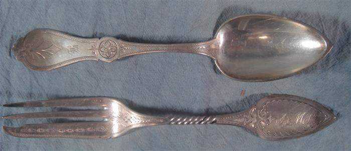 Appraisal: engraved coin silver tablespoons engraved coin silver dinner forks by