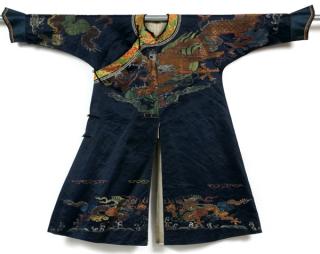 Appraisal: CHINESE EMBROIDERED SILK ROBE EARLY TH C CHINESE EMBROIDERED SILK