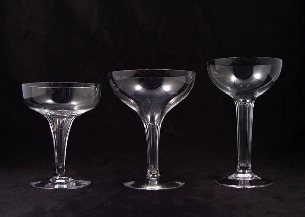 Appraisal: HOLLOW STEM CHAMPAGNES INCLUDES SIGNED BACCARAT To include signed Baccarat