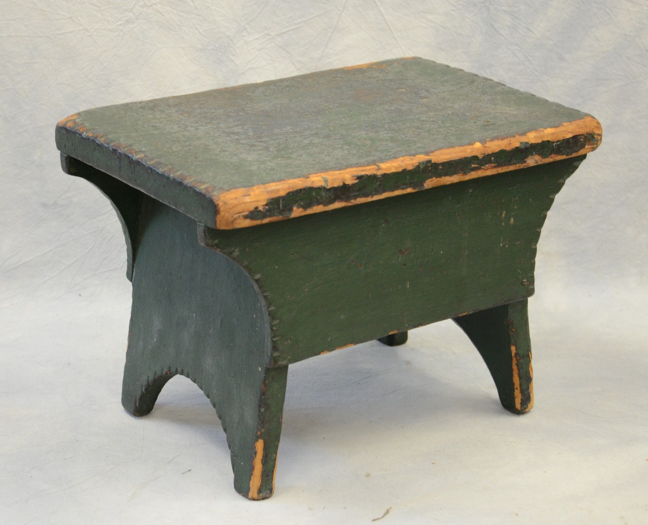 Appraisal: Large Stool with chipped carved decoration strong architectual from with