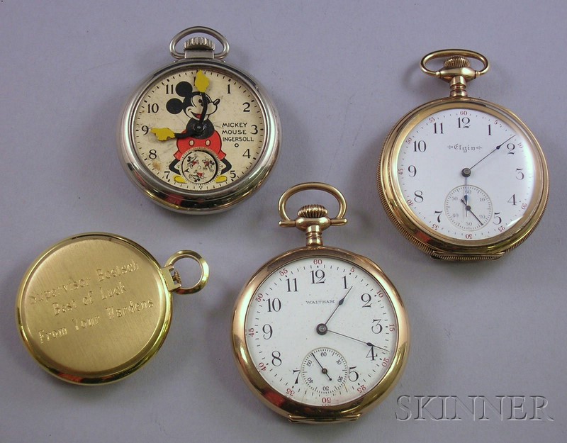 Appraisal: Four Pocket Watches including a Waltham an Elgin a hunting