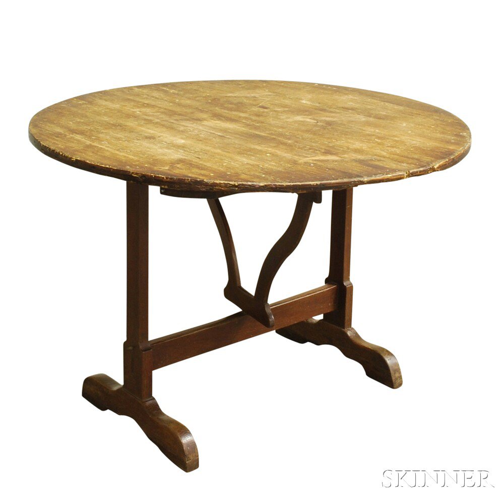 Appraisal: French Pine Vintner's Table th th century round top on