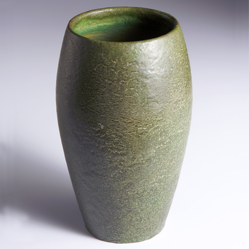 Appraisal: GRUEBY Ovoid vase covered in a fine feathered matte green