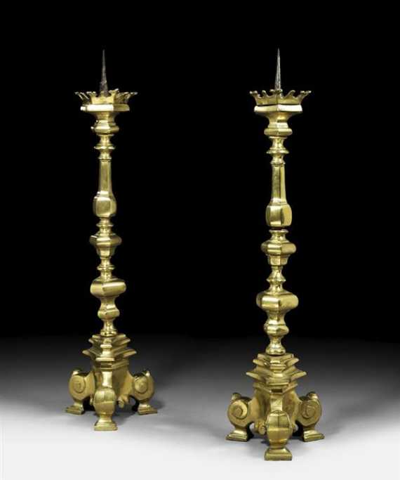 Appraisal: PAIR OF CANDLE HOLDERS Baroque probably German th century Bronze