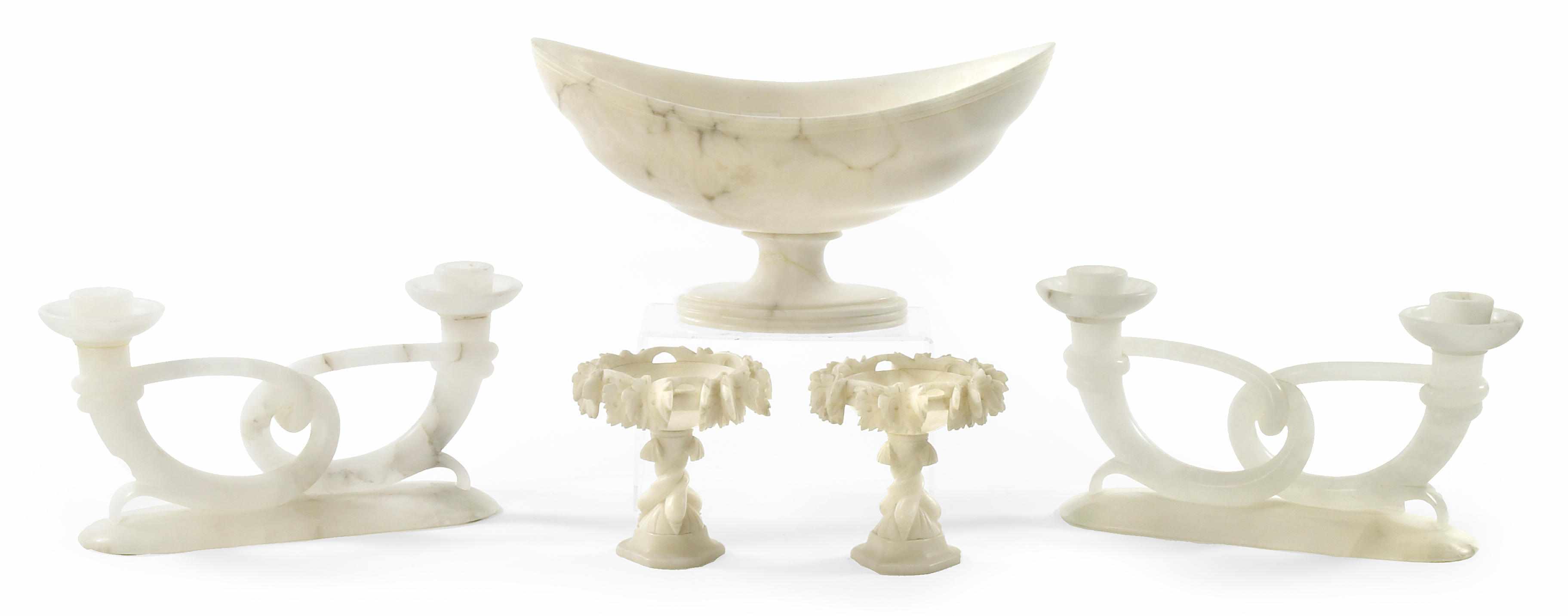 Appraisal: An Italian assembled group of alabaster table decorations most probably