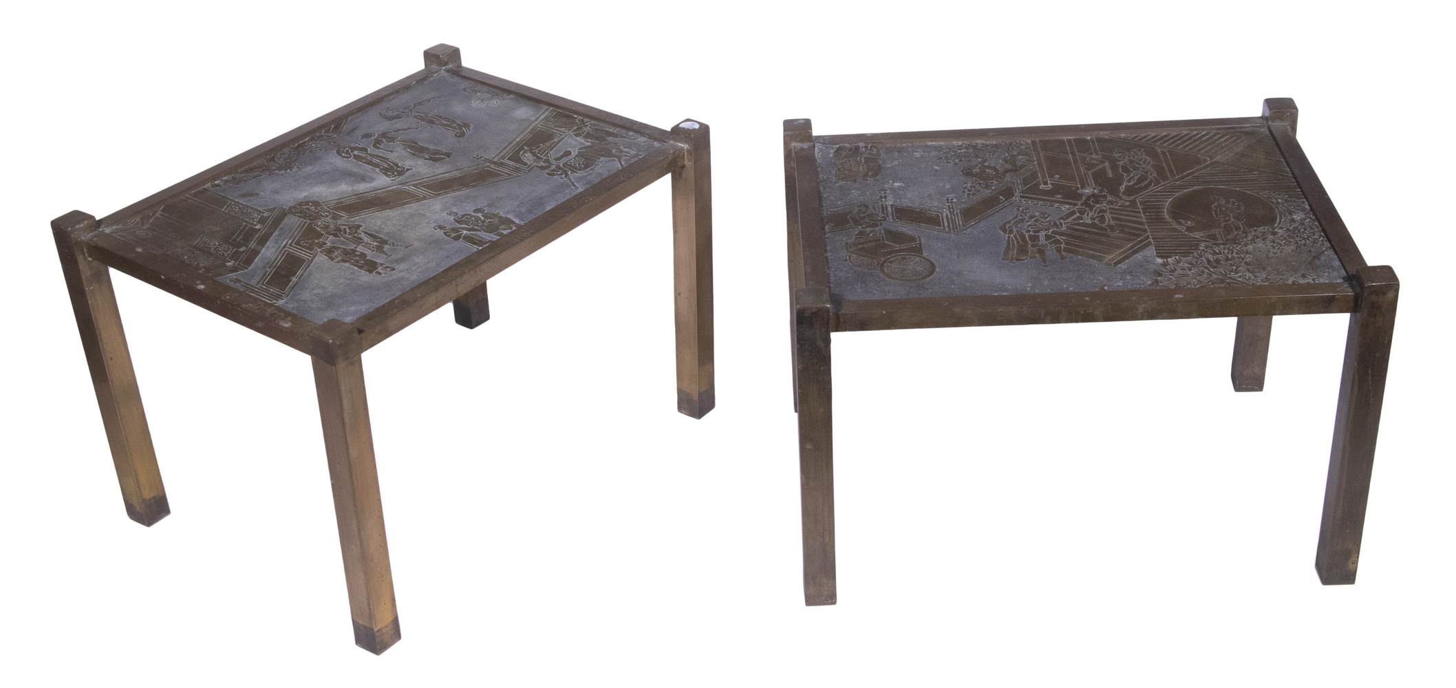 Appraisal: PR PHILIP KELVIN LAVERNE BRONZE END TABLES Pair of Mid-Century