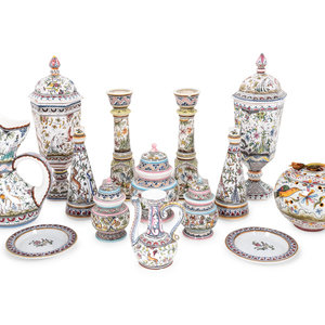 Appraisal: A Group of Hand-Painted Portuguese Pottery Articles comprising a pair