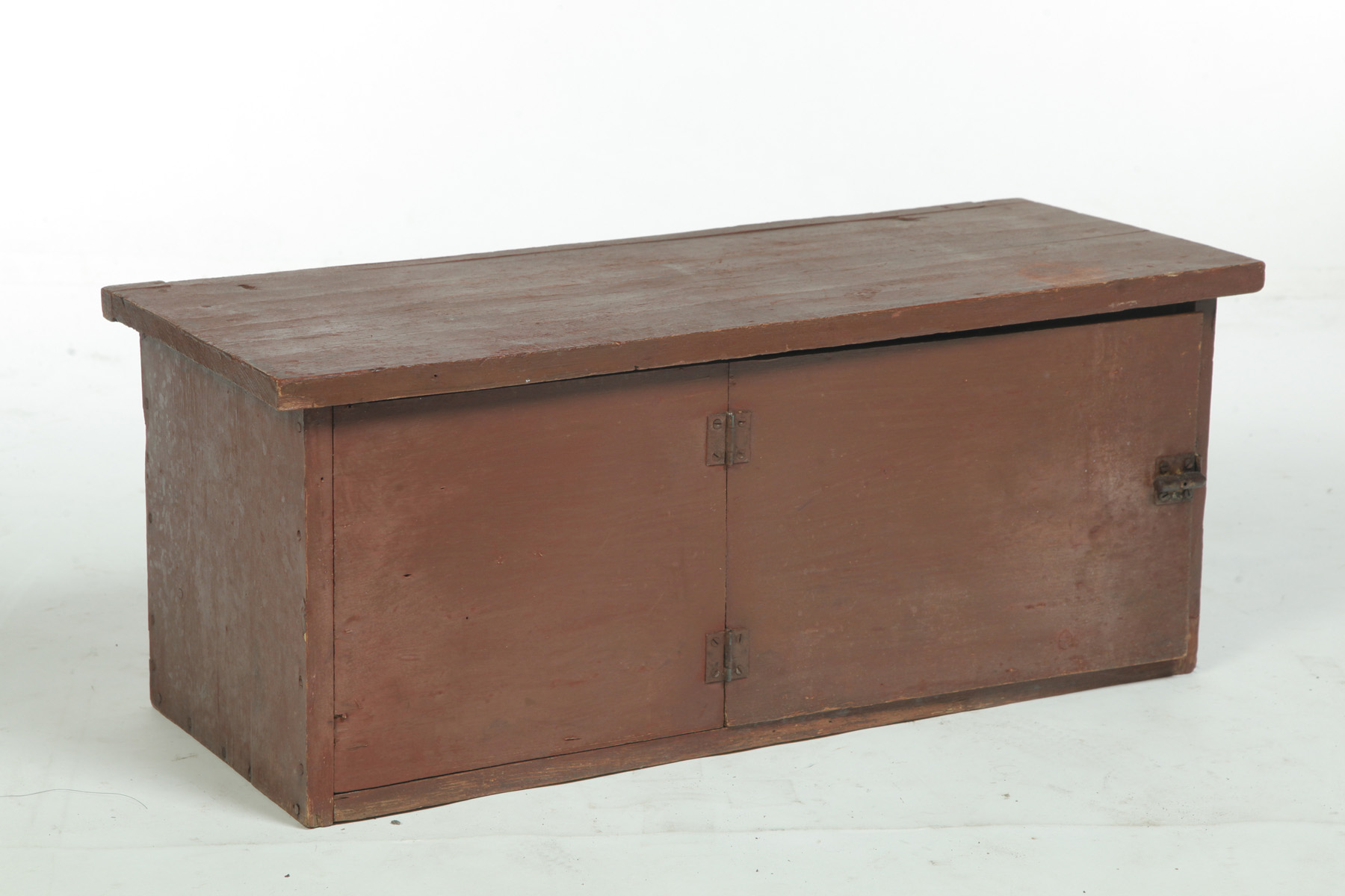 Appraisal: DIMINUTIVE AMERICAN COUNTER-TOP CUPBOARD Nineteenth century pine Nailed construction with